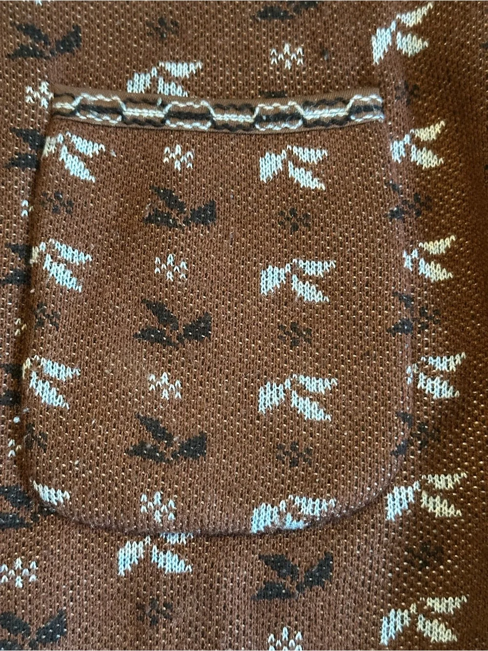 VTG Beauty Co. LTD | Cottagecore Brown Geometric Floral Knit Cardigan Jacket, L